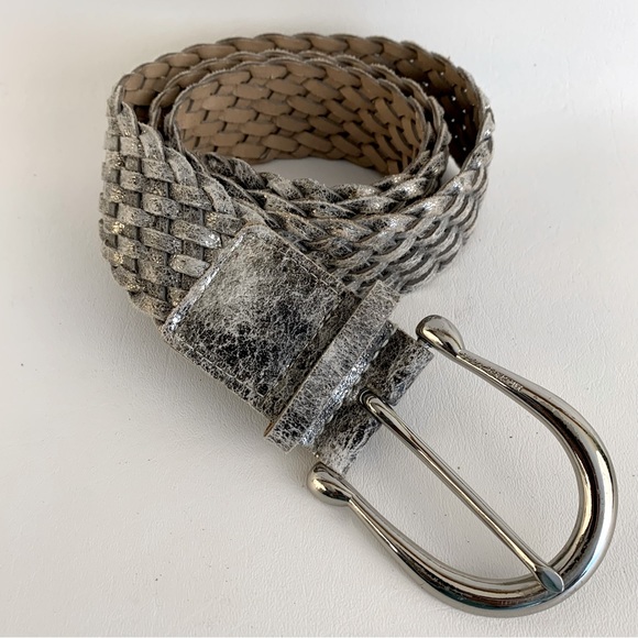 Michael Kors Silver Distressed Woven Belt - Picture 1 of 5